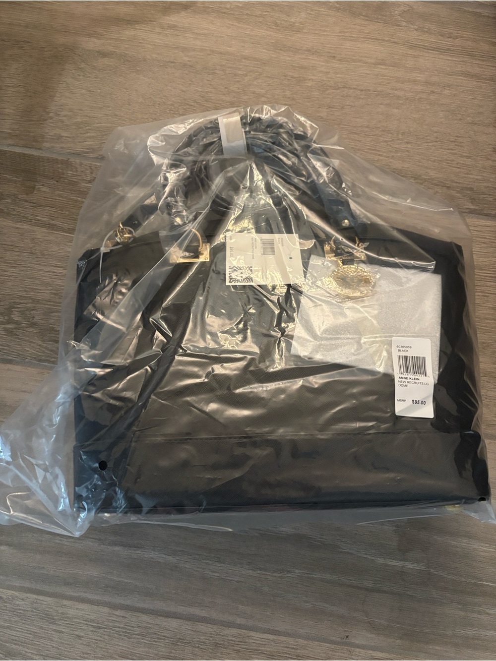 NWT Anne Klein Black Satchel with Gold Hardware
